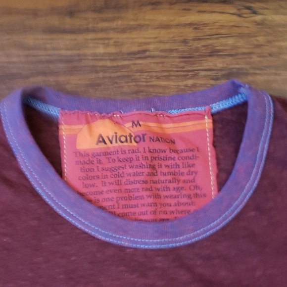 Aviator Nation Mens Maroon Purple Retro Athleisure Trendy Casual Tee Size Med - Picture 2 of 8